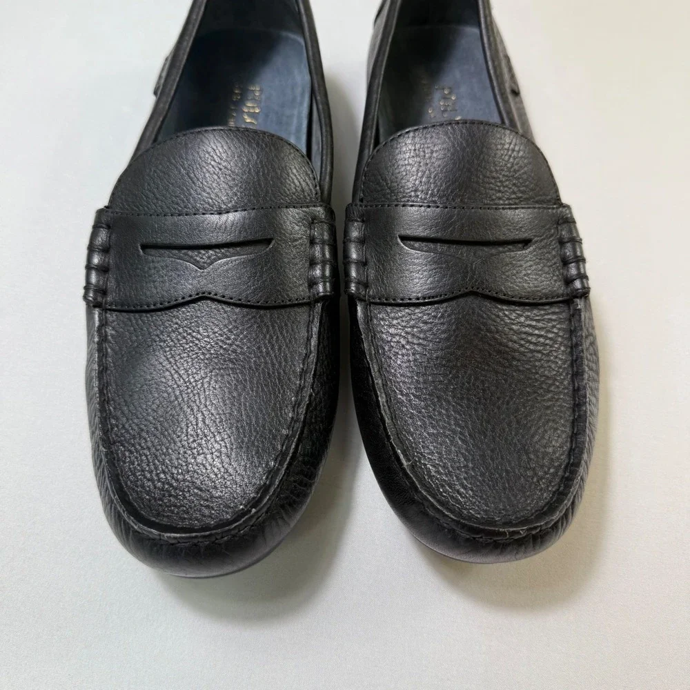 Polo Ralph Lauren Wes Driving Loafer Mens 10D Black Pebbled Leather Penny Shoes
